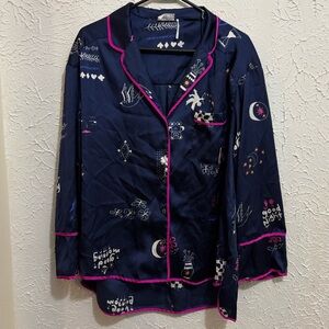 Urban Outfitters Navy Top with Pink and Cream Accents